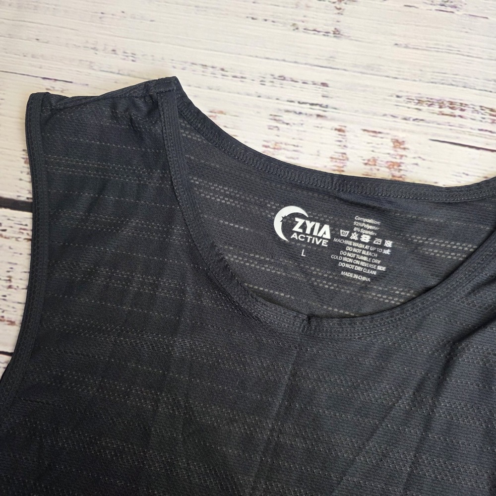 Zyia Active Women's Size‎ Large Black Crew Neck Sleeveless Activewear Tank Top